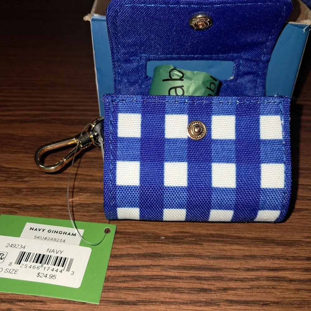 Kate Spade Dog Bag‎ Holder, Blue and White, snap close, 4
